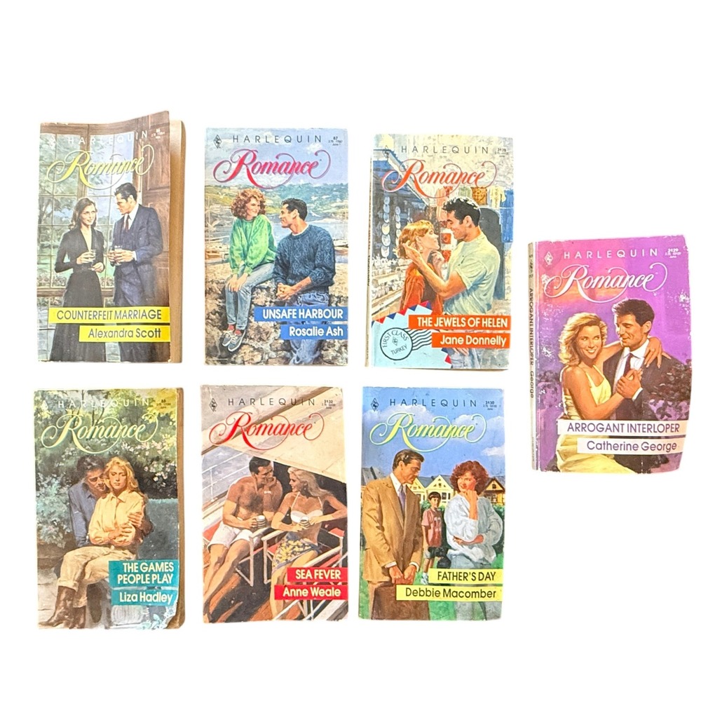 Harlequin Romance Lot 7 Books Vintage Paperback Multi 1991 Fiction Women Paper